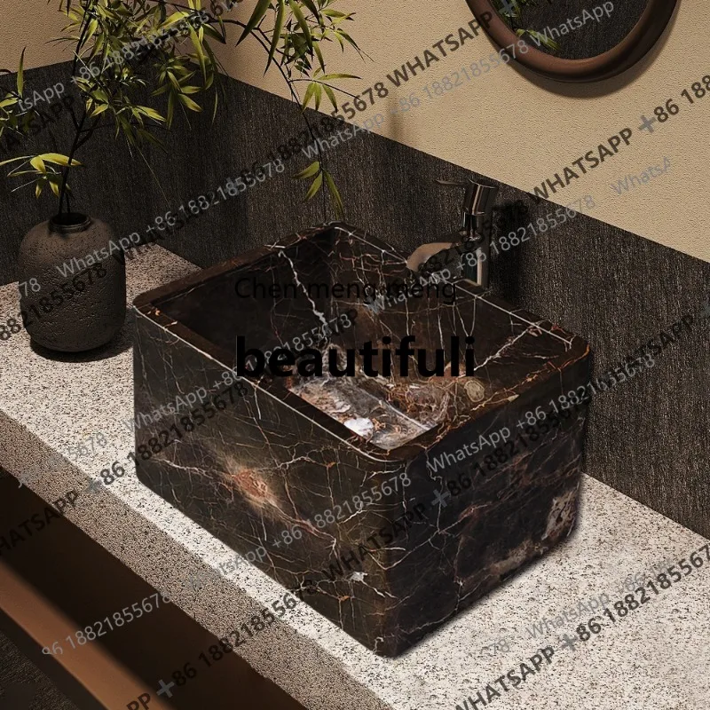 

X Marble integrated wash basin deepened and raised stone, bathroom counter basin