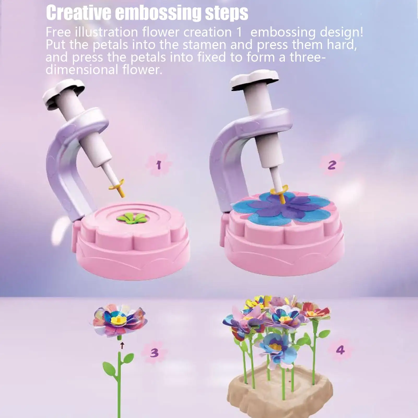 4～8歳向けフラワークラフトセット、プレカット生地を使った初心者向けアート＆クラフト、花束作り、微細運動能力向上のための感覚活動