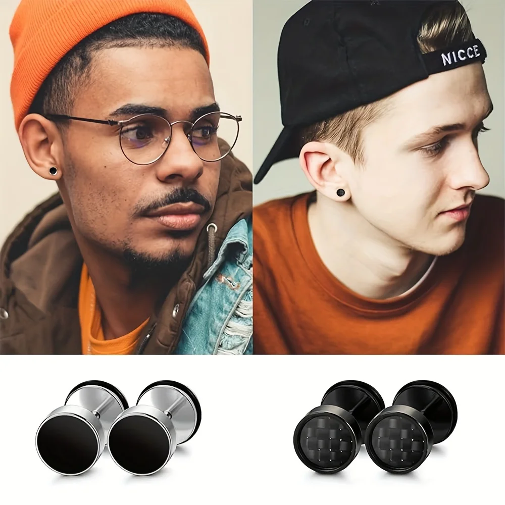Men's Hypoallergenic Zirconia Stud Earrings, Gift Set