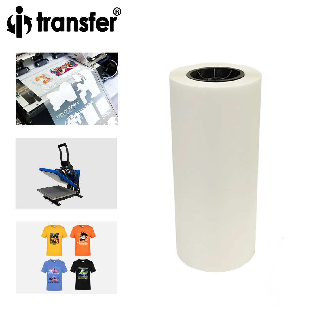 ITransfer DTF Transfer Film Roll 30/33/43CM*100M Premium Double-Sided Matte Finish PET Transfer Paper Direct to Film Transfer