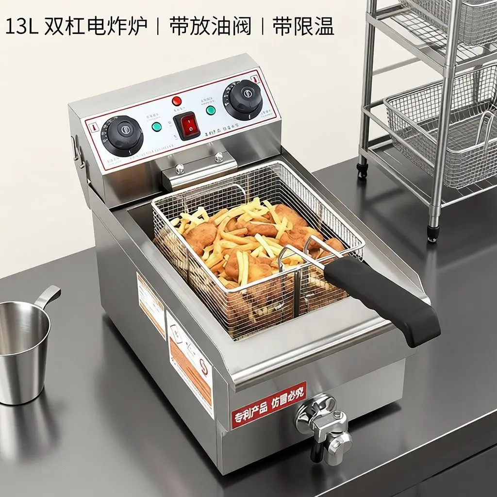 CPVKRY Hot Sell Commercial Stainless Steel 220V Electric Tank Fryer Fried Chicken Chips Equipment