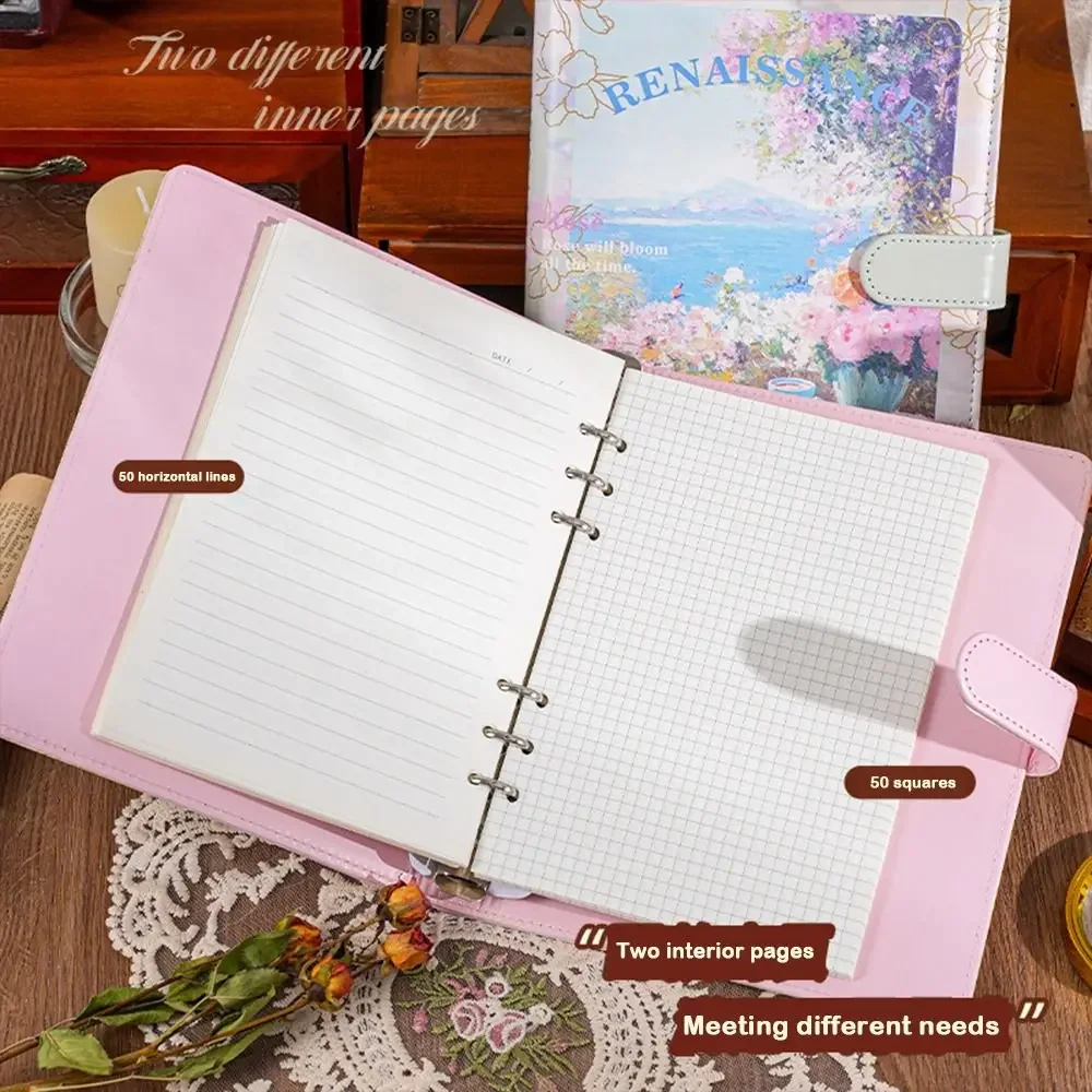 

Блокноты из искусственной кожи A5, многоразовый блокнот с высоким внешним видом, ретро картина маслом, съемный студенческий блокнот для студентов