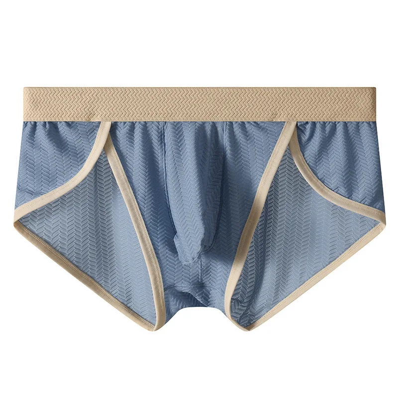 Men's Bulge Briefs Herringbone Mesh Moisture Wicking Breathable Contrast Piping Gays Mid Waist U Convex Pouch Comfort Knickers