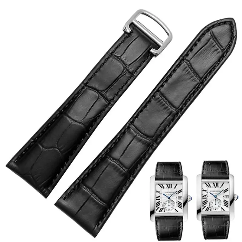 Correa de reloj para Cartier Tank para hombre, correa de cuero genuino, reloj mecánico Solo de Londres