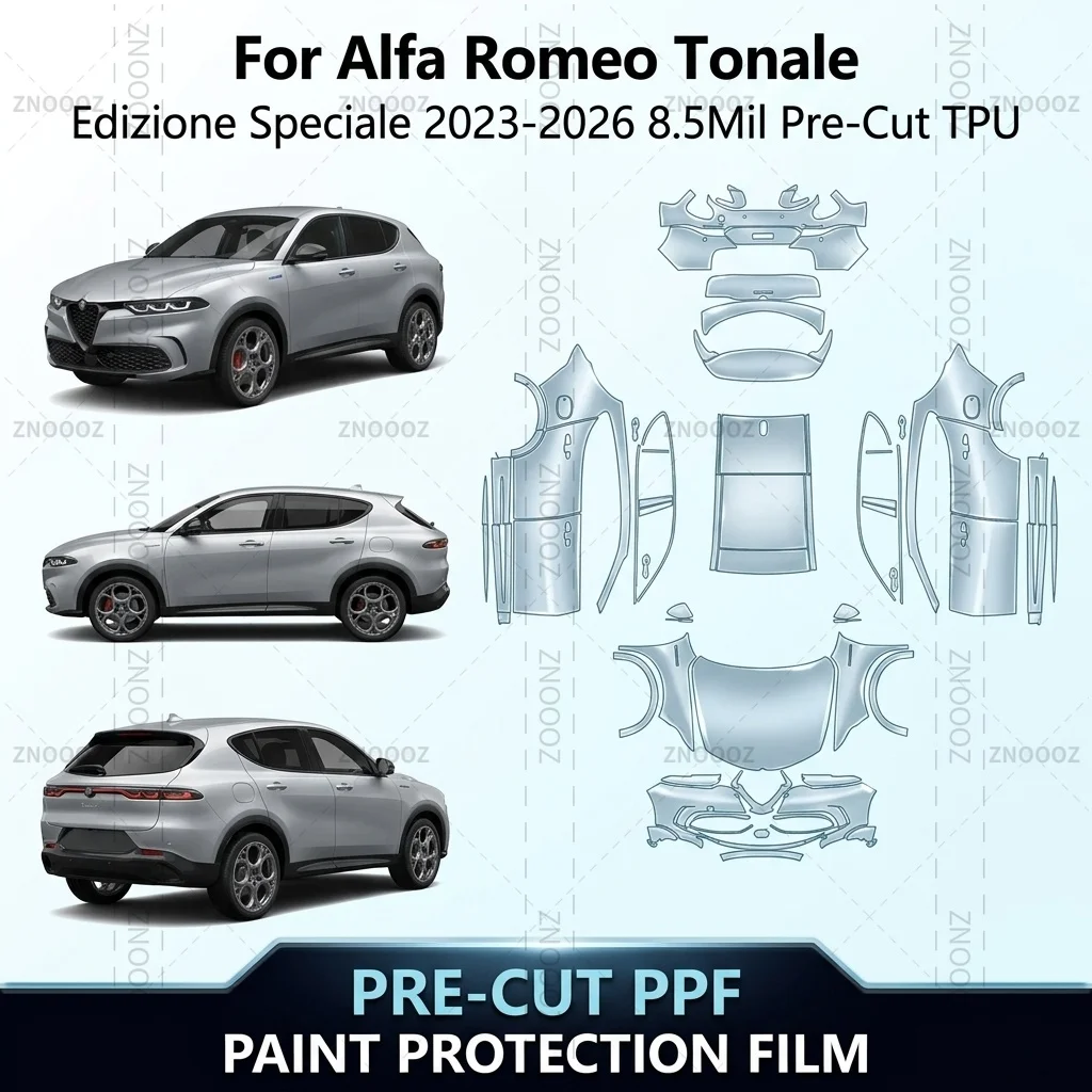 For Alfa Romeo Tonale Edizione Speciale 2023-2026 8.5Mil Pre-Cut TPU PPF Paint Full Vehicle Glossy Clear Matte Black Hydrophobic