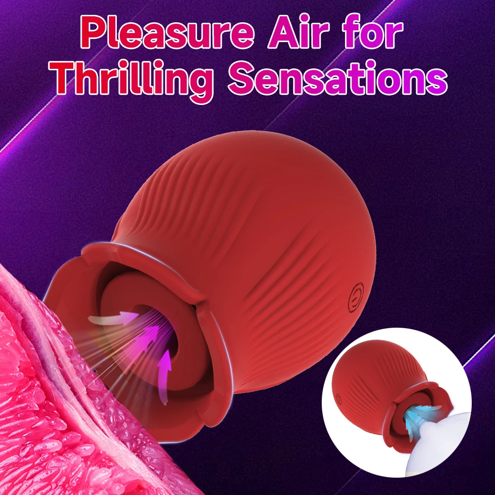 Rose Sucking Vibrator Clitoral Nipple Stimulator with 7 Sucking and Flaping Modes G-spot Dildo Vibrators Sex Toys for Women