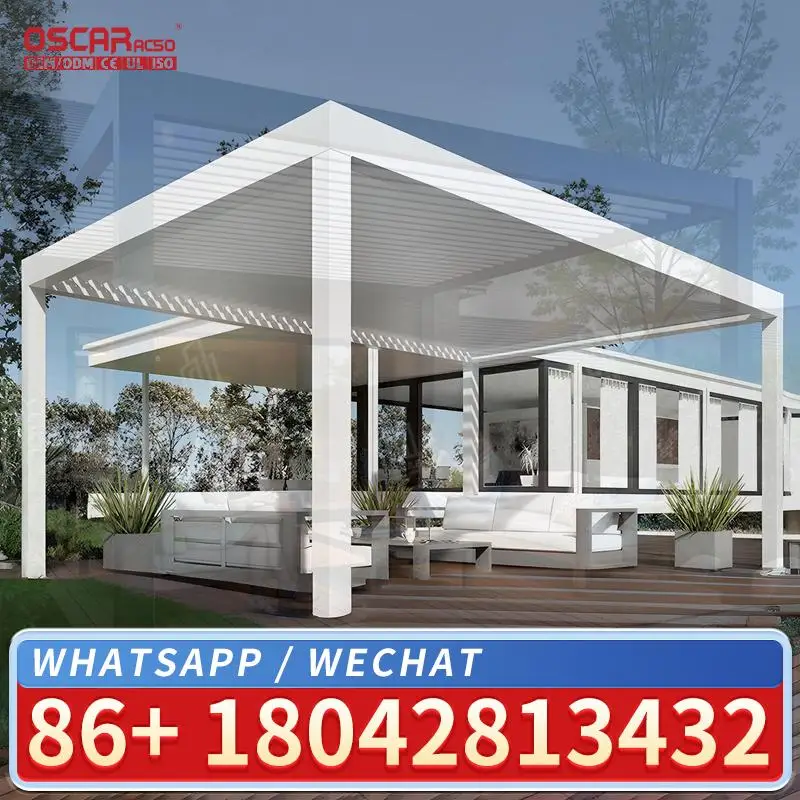 Adjustable Bioclimatic Louvered Outdoor Gazebo Arches Arbours for Garden Patio Backyard pergola