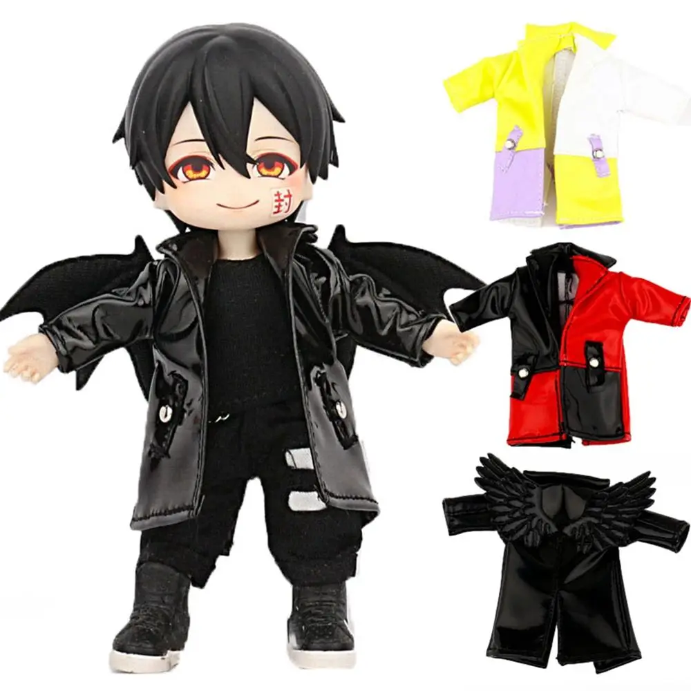 

for OB11 Dolls Accessories for 1/12bjd Doll PU Leather Jacket Doll Long-sleeved Coat Fashion Clothes Casual Clothes