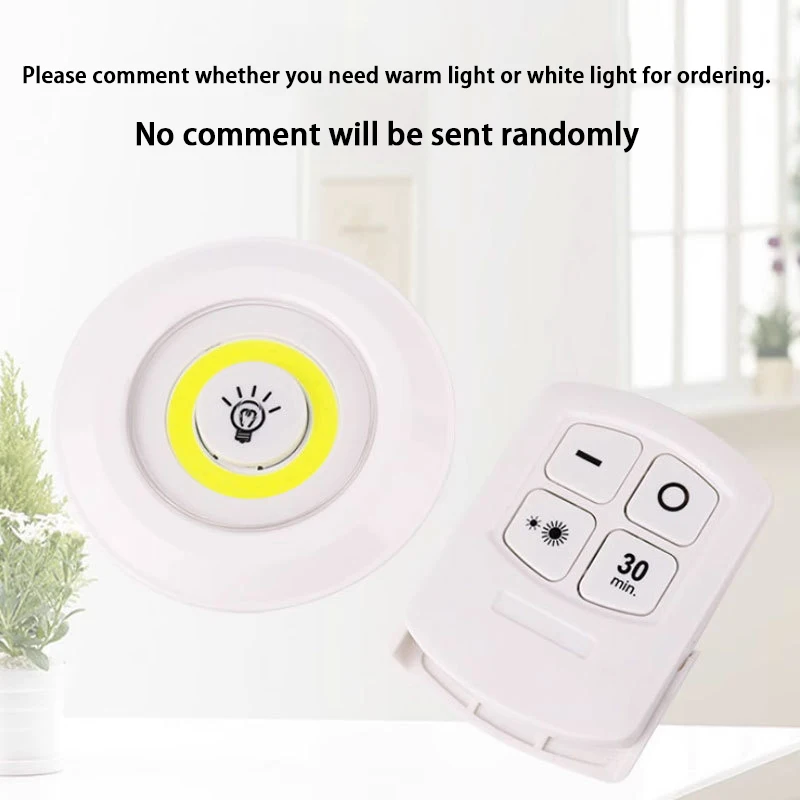 Remote Control Small Night Light Creative Cabinet Decoration Spot Light LED Pat Light Wireless Bedside Corridor Induction Light