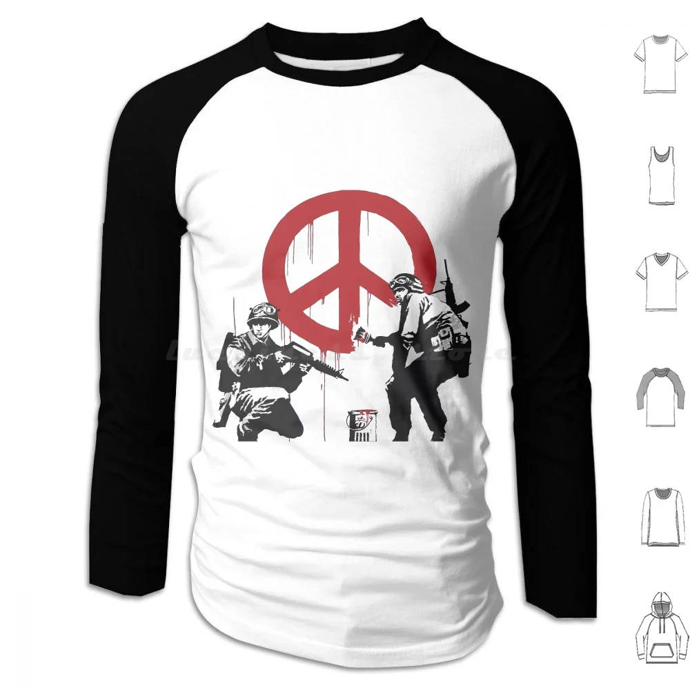 Banksy Peace Hoodie cotton Long Sleeve Banksi Banksy Bansi Banski Bansky Bansy Basket Chemisette Dorothy Graffiti Inspecting