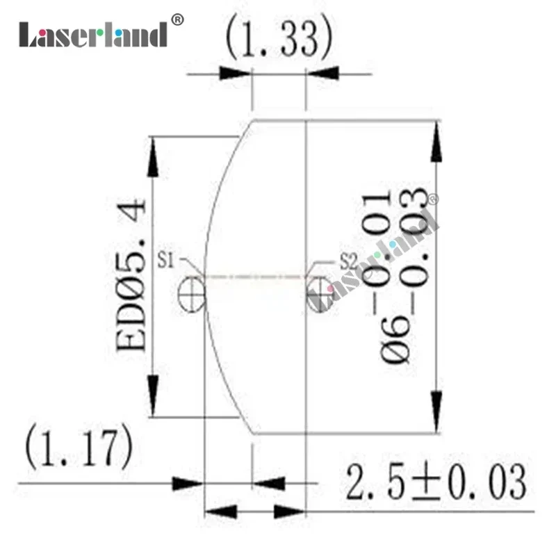 코팅 초점 렌즈 직경 6mm 초점 길이 8mm, 635nm 광학 요소용 평면 볼록 초점 유리