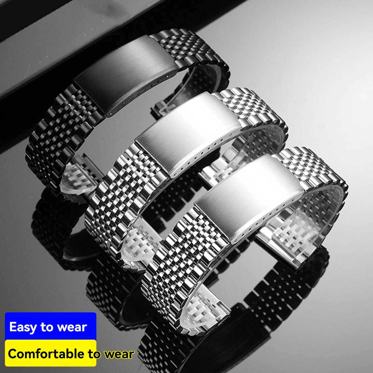 シチズン、ティソ、アルマーニ、カシオDW対応、多ブランド汎用、通気性のあるブレスレット付きメンズソリッドステンレススチール腕時計、20mm/22mm