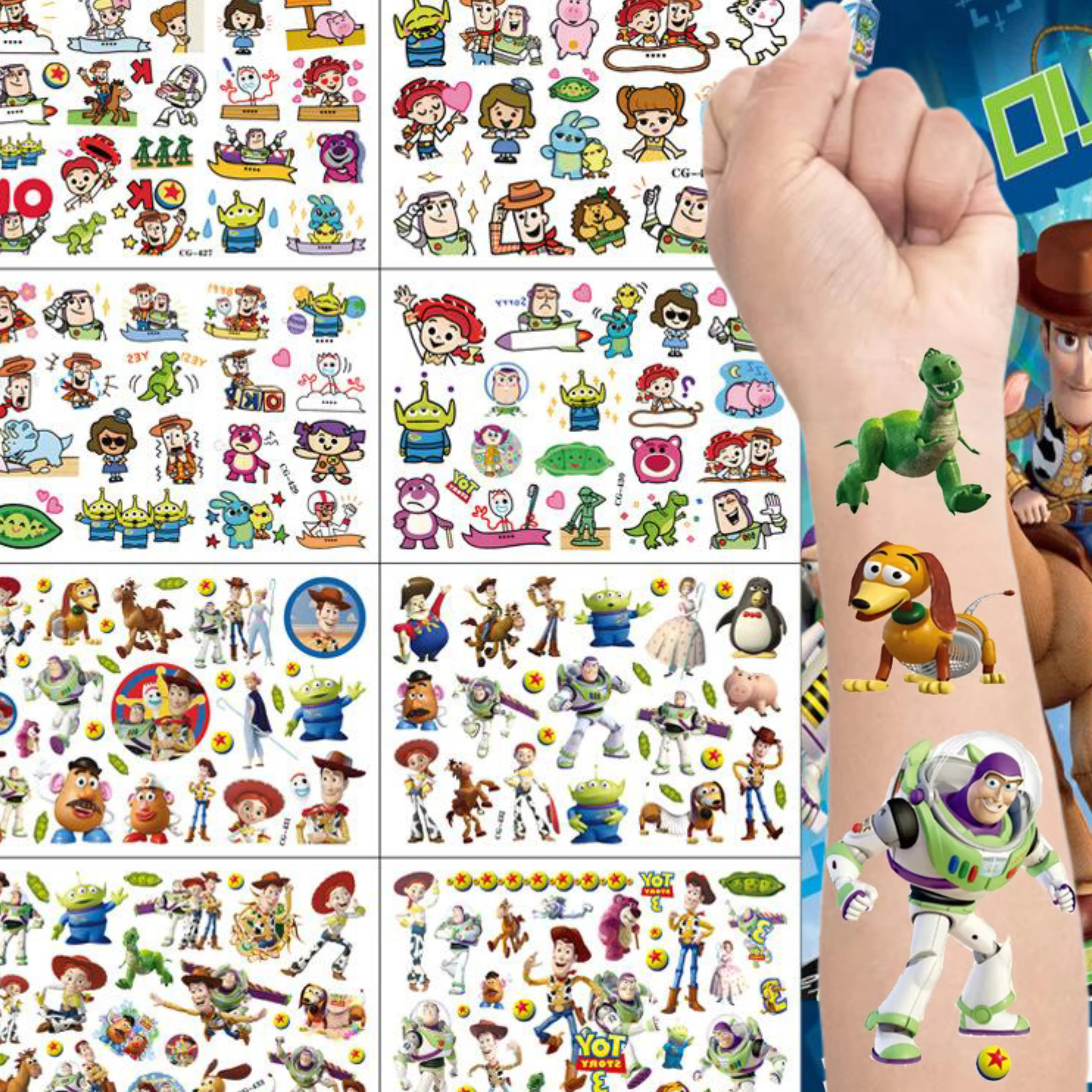 Autocollants de tatouage temporaire Toy Story 2026, motifs de dessins animés mignons, idéaux pour les fêtes d'enfants, le cosplay, cadeau d'anniversaire idéal pour enfant