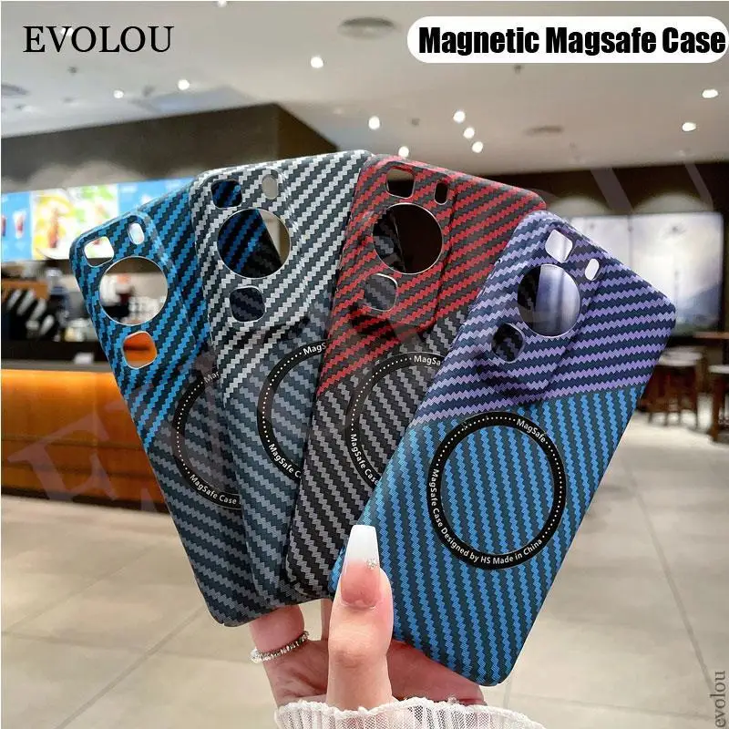 P60 Carbon Fiber Matte Hard Cover For Huawei P60 Pro For Magsafe Magnetic Wireless Charging Protection Phone Shell For P60 Art