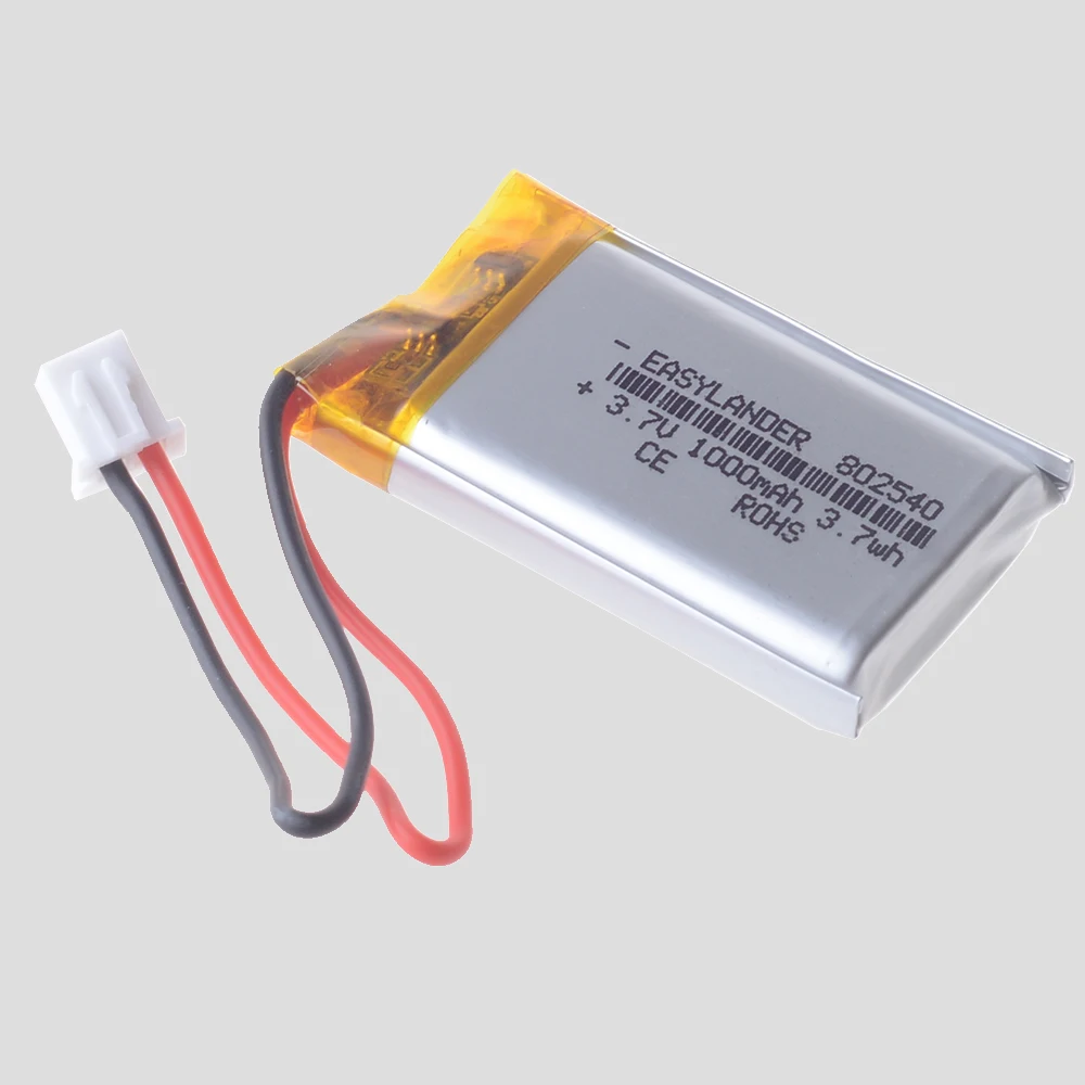 JST2.54 2Pin 802540 3,7 V 1000 mAh wiederaufladbarer Li-Polymer-Li-Ionen-Akku Lipo-Akkus
