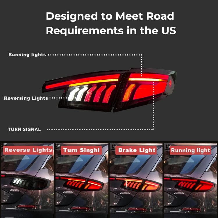 DK مصنع الحركة LED أضواء خلفية الجمعية Type-R FL1 FL2 FL4 FL5 11th الجنرال سيفيك الضوء الخلفي 2022-2025 ل سيفيك هاتشباك