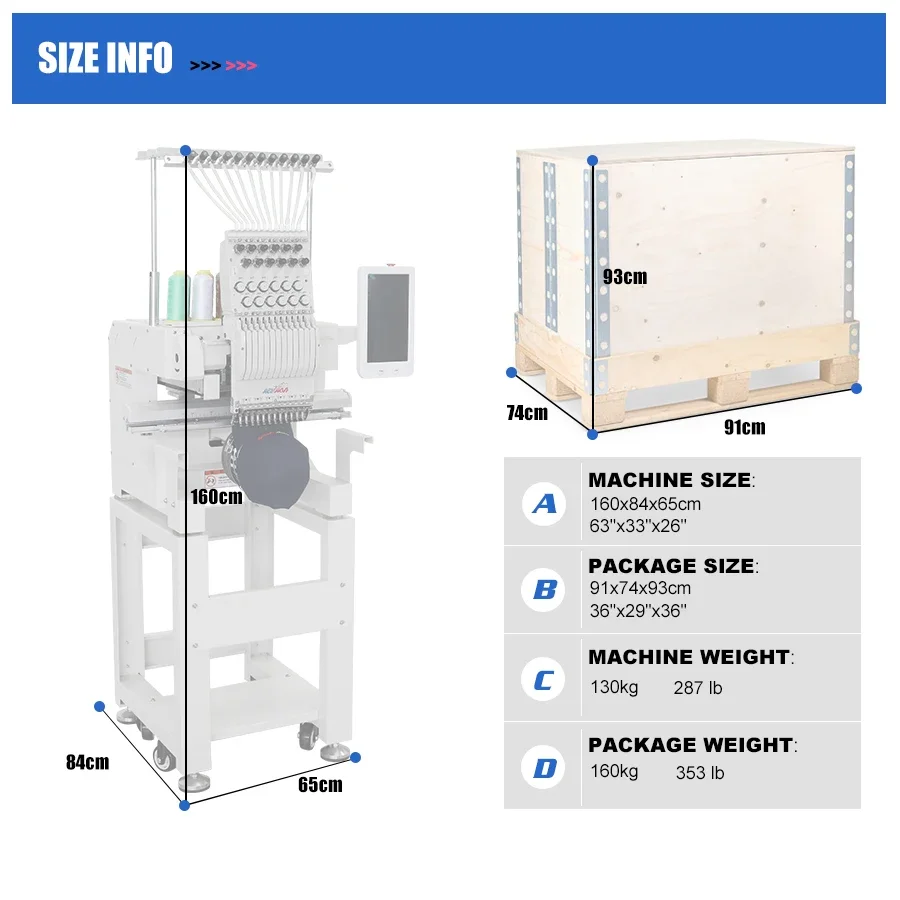 ماكينة تطريز القميص الصغيرة الأوتوماتيكية ذات الرأس الواحد ذات 9 سنون