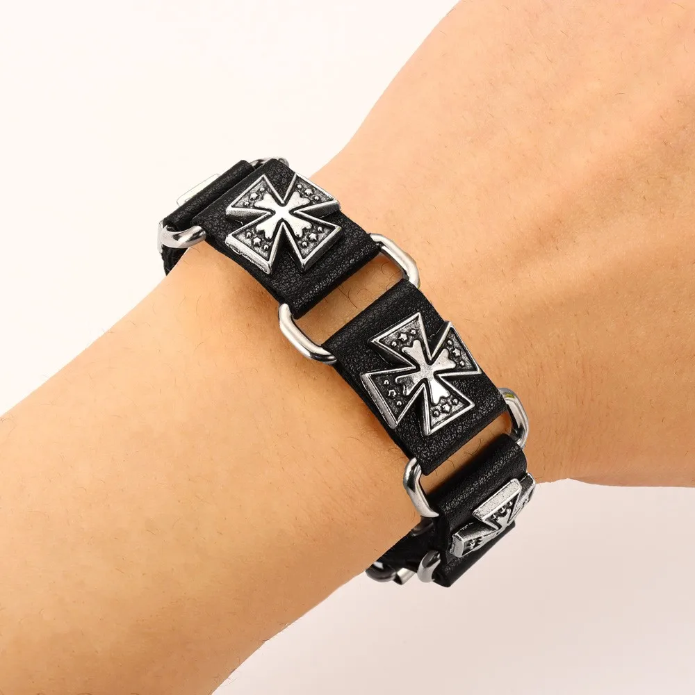 Trend Retro Leather Irish Cross Bracelet Charming Men\'s Bracelet New Fashion Jewelry Hip Hop Punk Accessories Party Gift