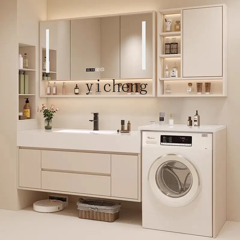u3 washing machine integrated cabinet, bathroom, washbasin, hand washbasin, bathroom cabinet, rock slab countertop