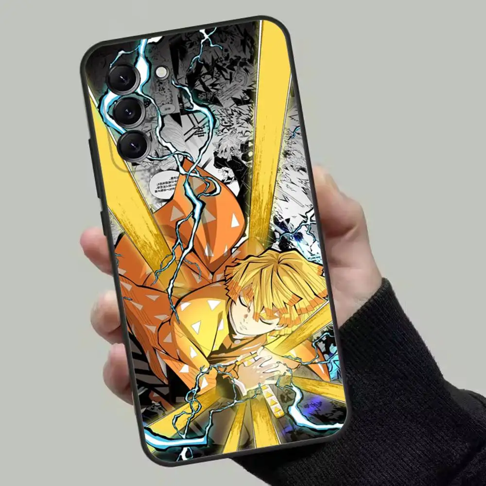 Agatsuma Zenitsu Anime coque de téléphone pour Samsung Galaxy A73, 72,51,53,52,71,22,5G, Note, J7,8,9 couverture noire souple