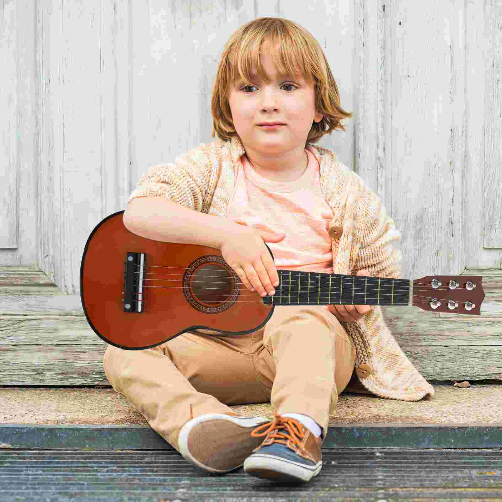 Brinquedo de guitarra infantil mini brinquedos para crianças iniciante instrumento musical café acústico de madeira criança