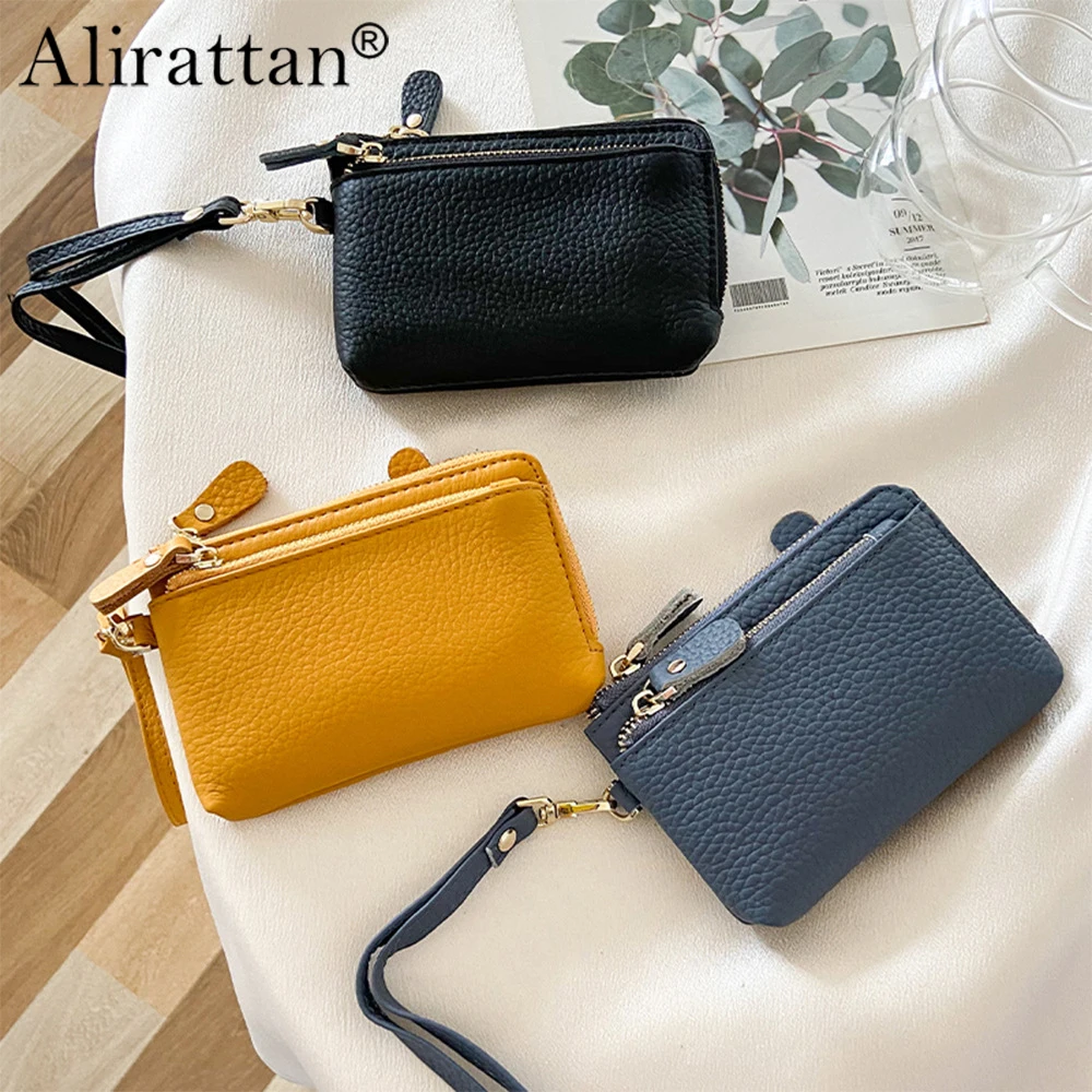 

Alirattan Genuine Leather Women's Wallet Fashionable Zipper Coin Carrying Small Bag Cowhide Change Key Bag