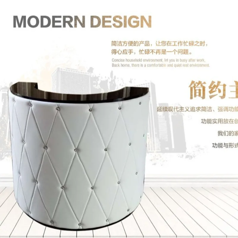 European curved front desk reception desk soft bag diamond checkout page hotel beauty salon light luxury welcome bar can be cust