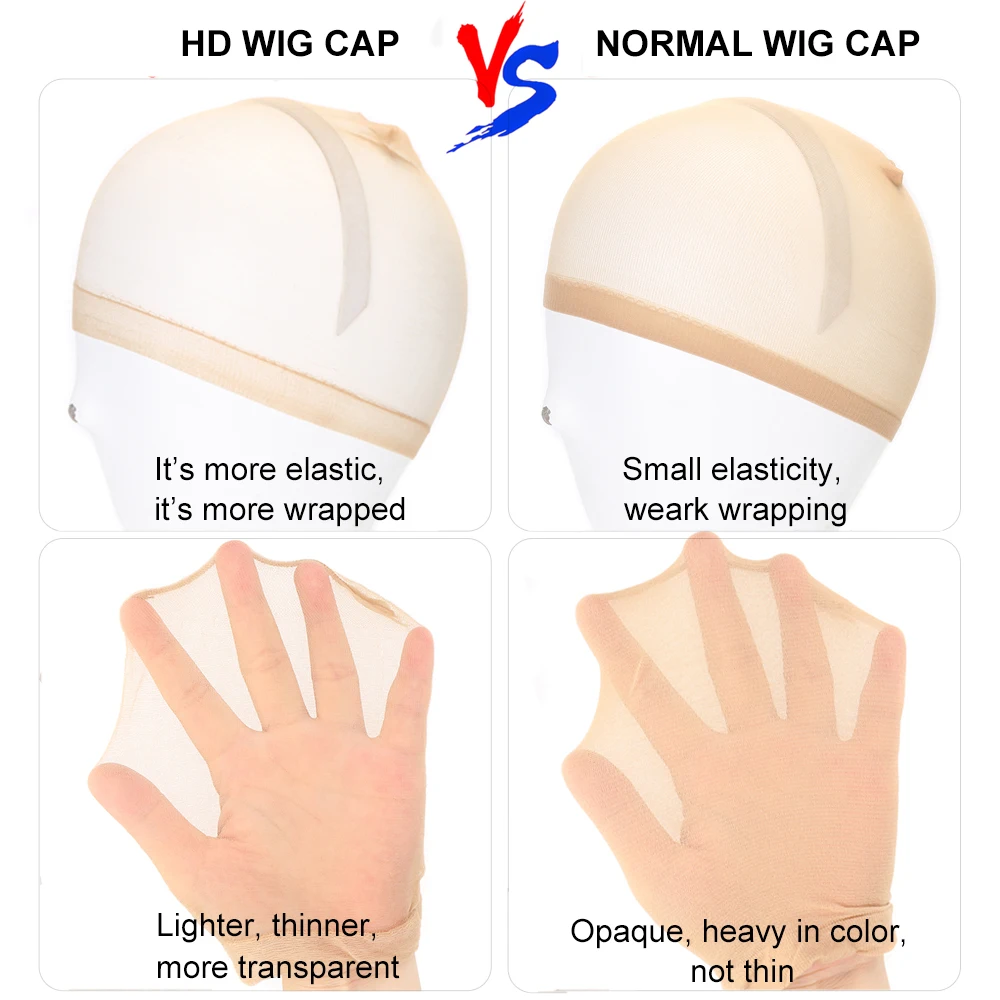 10/20Pcs Invisible Hd Wig Cap Thin Stocking Cap Nylon Stretch Mesh Hd Wig Caps Hair Net For Weave Sheer Hd Wig Cap For Wig