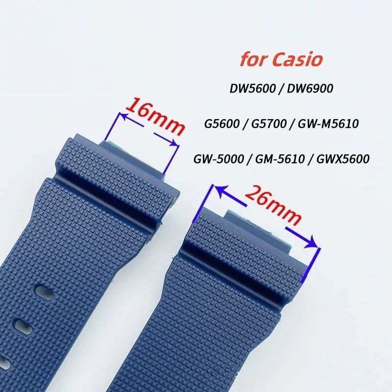 Silicone Strap for Casio DW5600/5030/6900/5610 G5600/5700 GW-M5610 GW5000 GM-5610 GA2100 Watch Accessories Sports Bracelet 16mm