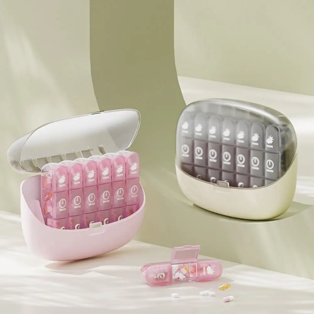 21 Compartments Pill Box Clear Marked 7 Days Divided Travel Pill Container Portable Large Pill Dispenser Morning