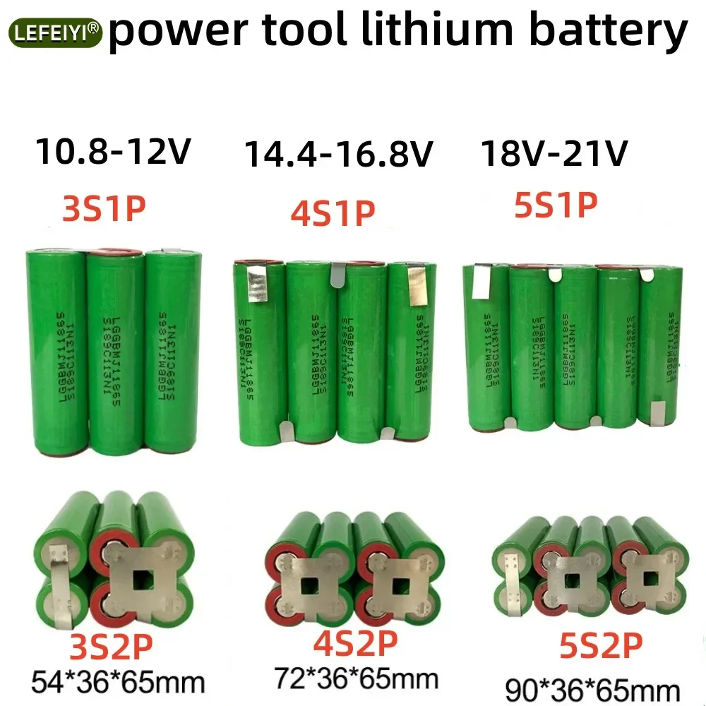 3S1P 3S2P 4S1P 4S2P 5S2P 18650 3500mAh/7000mAh Electric Drill 12.6V 16.8V 21V Rechargeable Lithium Battery Electric Screwdriver