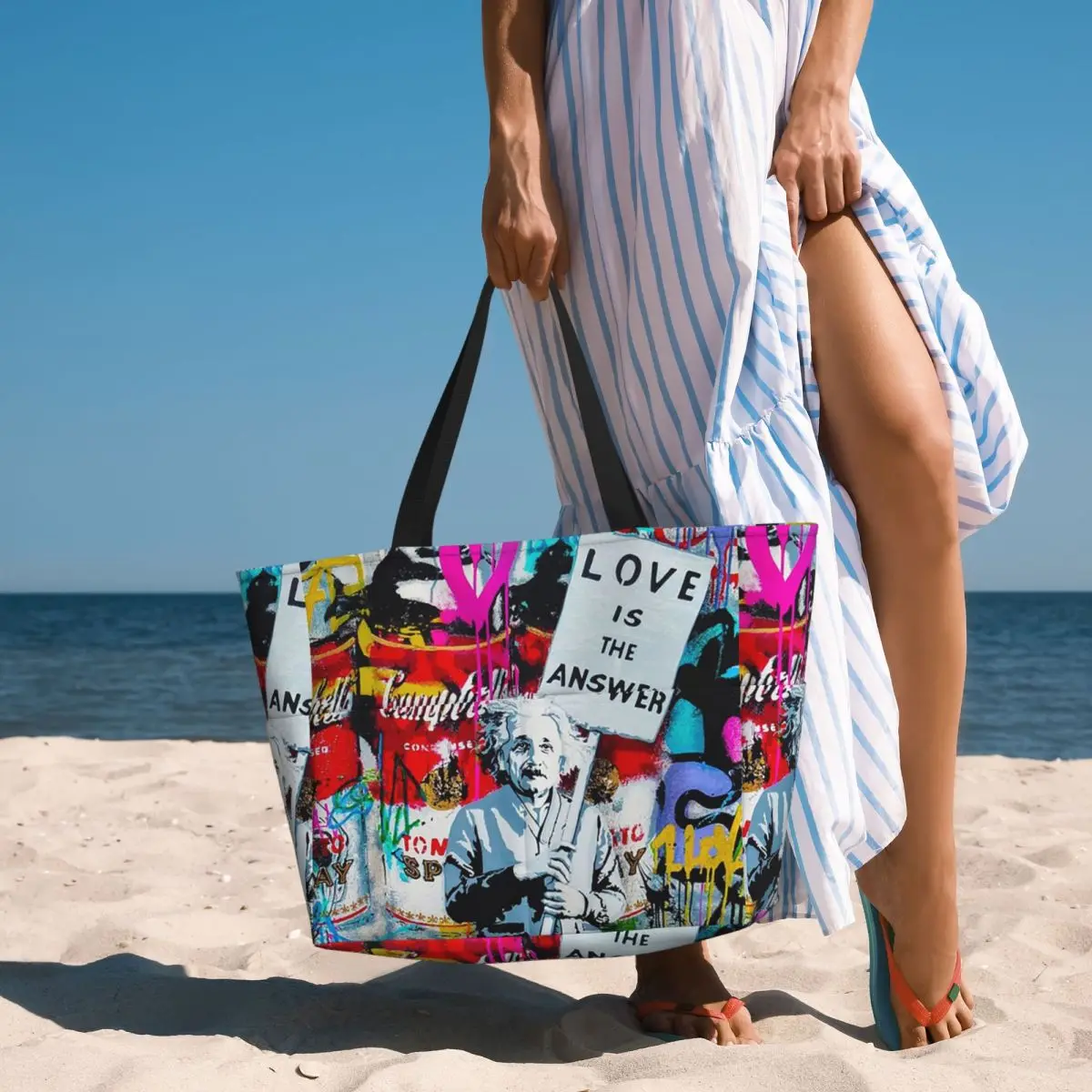 

Banksy Love Is The Answer Pillow03 Beach Tote Bag Sport Gym Yoga Duffle Large Tote Bag Women Travel Bag Fitness bag