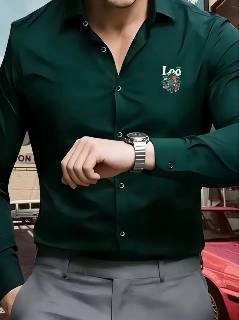 Men's Slim-Fit Premium Black Long-Sleeve Shirt Lightweight Smooth Texture Versatile Casual Wear for Multiple Occasions