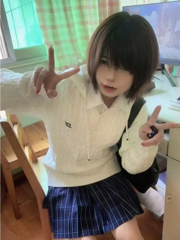 

Мягкая вязаная удлиненная шапка-кепка Sweet Fre College, верхняя одежда в стиле INS, с узором в горошек, стандартный крой, осенний топ