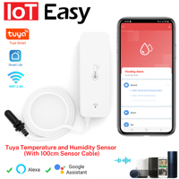 Tuya WiFi Temperature Humidity Sensor With External Probe for Smart Home Hygrometer APP Monitoring For Plants Aquarium Winery