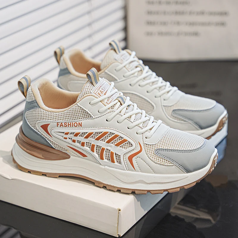 

New Thick-Soled Mesh Shoes for Men, Breathable Casual Sneakers, Trendy Dad Shoes