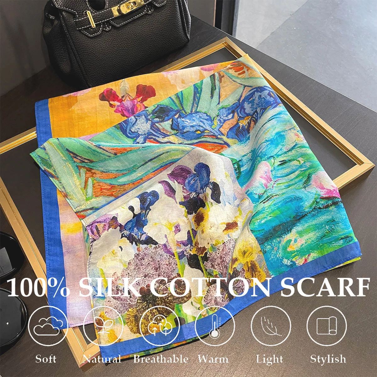 

Новый 100% натуральный шелковый шарф с большим принтом, квадратная шаль, декоративная накидка, женский роскошный брендовый дизайнерский хиджаб, повязка на голову, повязка на голову, пончо