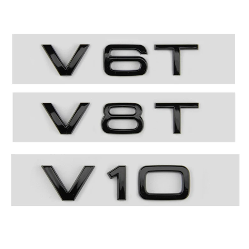 3d ABS Car Letters V10 V8T V6T Logo Car Fender Side Emblem Badge Decal For A6 C7 S4 A4 B7 SQ7 R8 S8 S6 Sticker Accessories