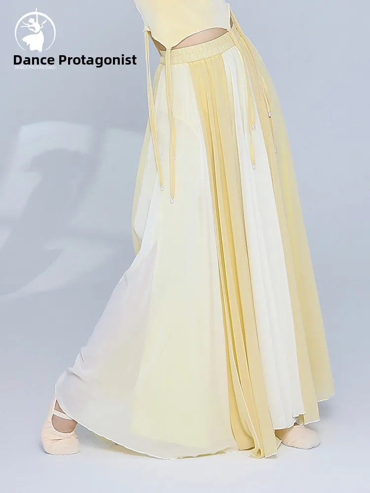 Nouveau 2025 Double couche couleur Blo danse pratique jupe pantalon femmes danse classique Costume fée Aosphère dérive Perfor...