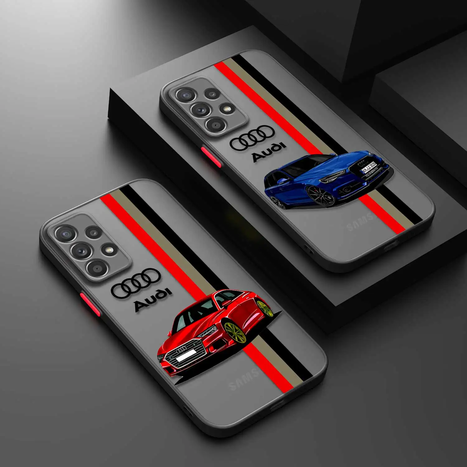 Matte Phone Case For Samsung A12 A54 A32 A51 A52 A13 A71 A31 A22 A21s A23 A53 A14 A50 Cover Sports Super Car A-Audi