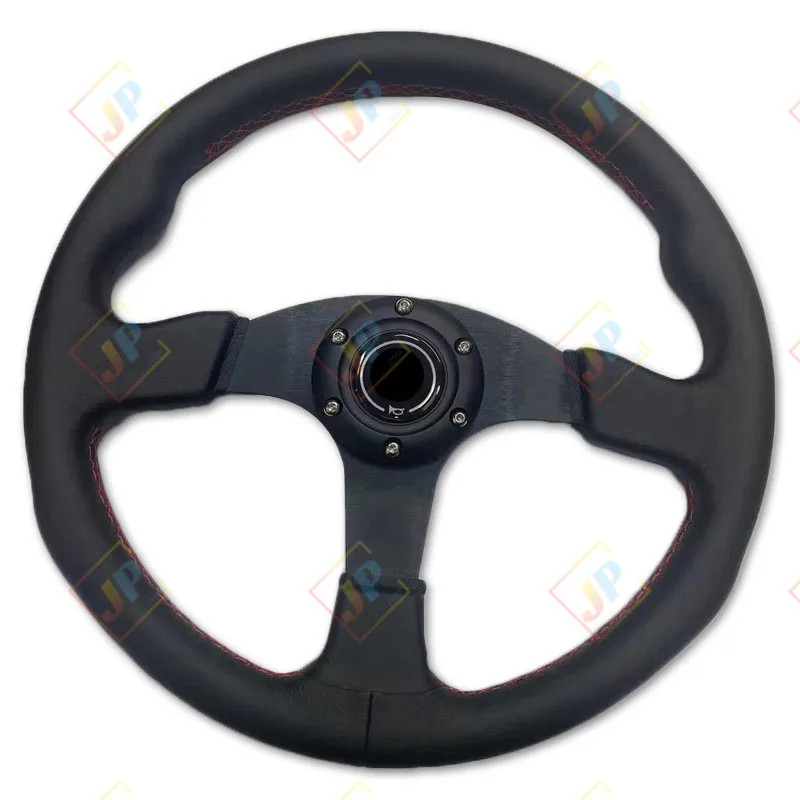 

350MM Steering Wheel Flat Style Real Leather 14inch Auto Racing Drifting Steering wheels