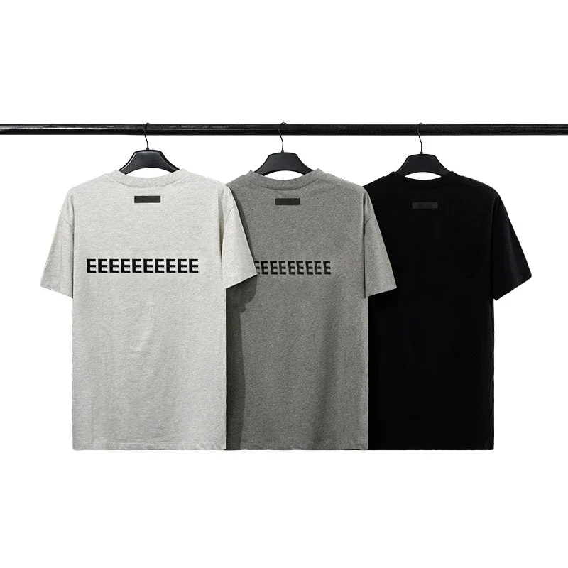 

Classic Season 8 High Quality Oversized Short Sleeved Back Flocking Letter Logo Cotton T-shirt Brand Unisex High Street Tops