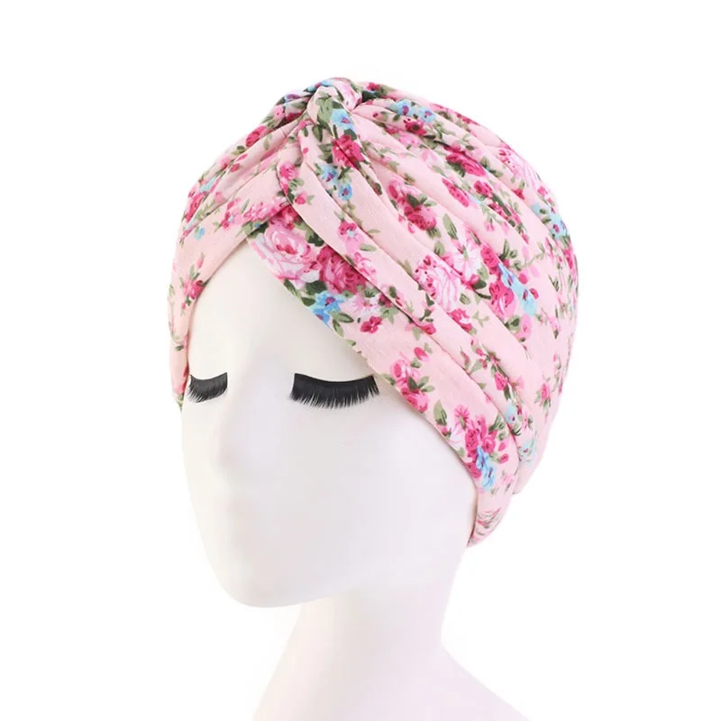 Popular Ethnic Style Cotton Turban Hat Print Indian Hat Women Muslim Bonnet For Sleep