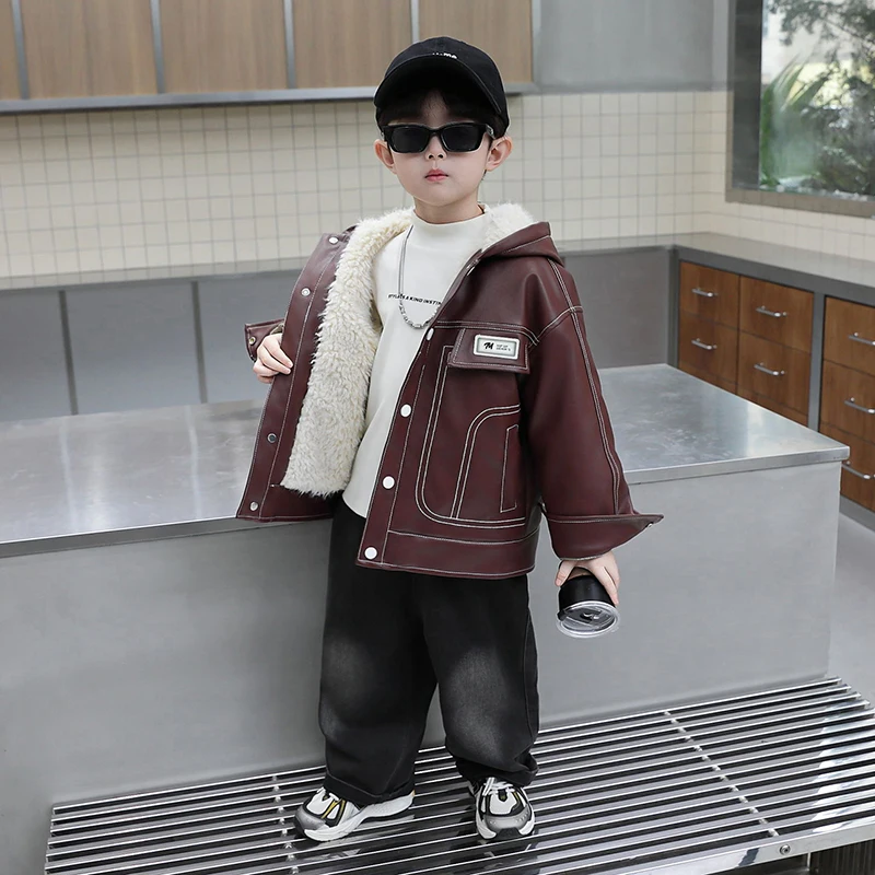 

Утепленная зимняя куртка для мальчиков, модная и стильная детская куртка с капюшоном для осени и зимы