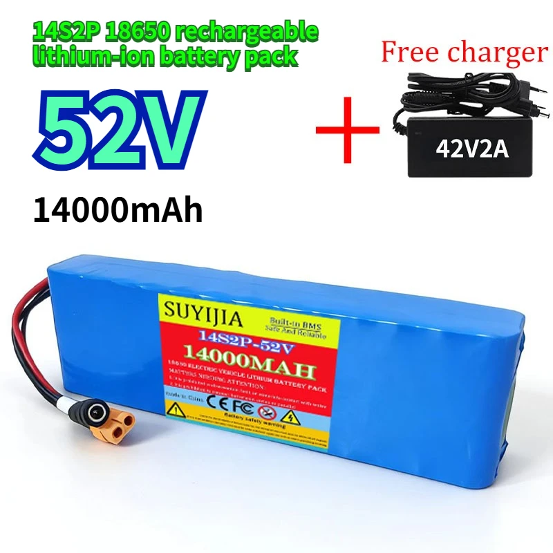 

18650 14S2P 52V 14000mAh rechargeable lithium-ion battery pack for electric scooters, electric bicycles, balance bikes