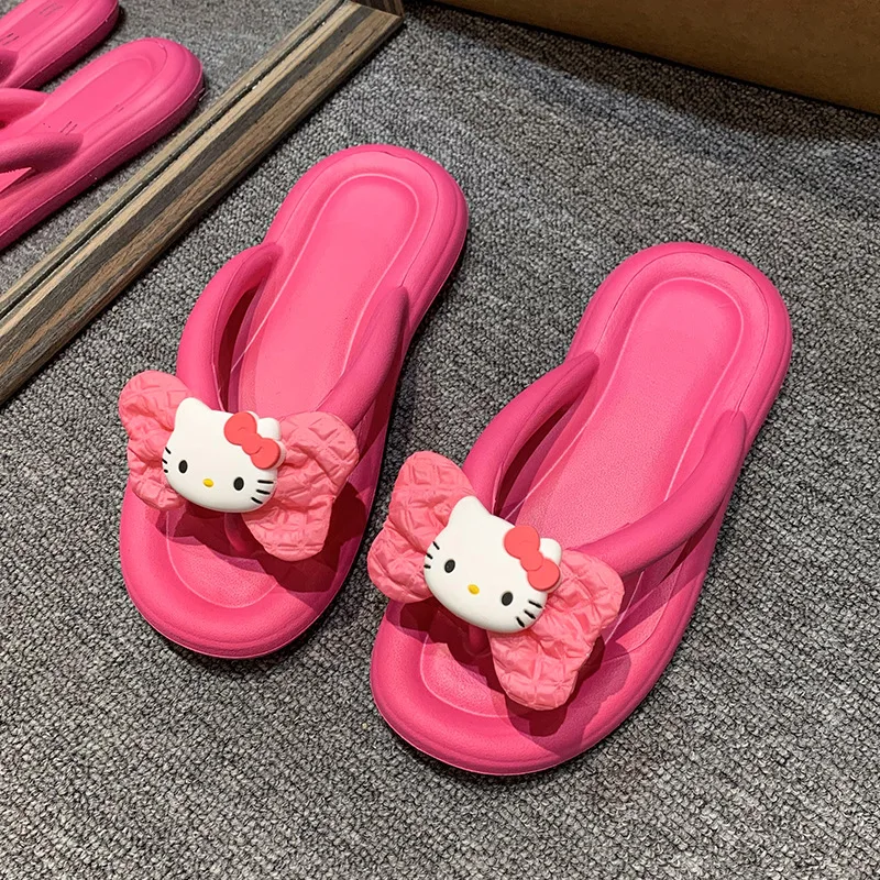 

2024New Sanrio Kawaii Anime Hello Kitty Summertime Anti-Slip Slipper Cute Sweet Cartoon Flip Flops Sandal Lovely Gifts Girls