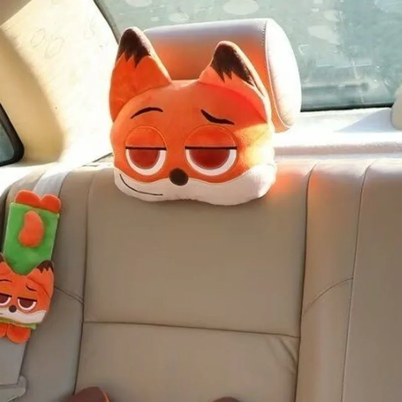 Disney Zootopia Judy Nick Plush Doll 2-in-1 Pillow and Blanket Car Headrest Cushion Safety Belt Cover Cute Couple Gift New Style