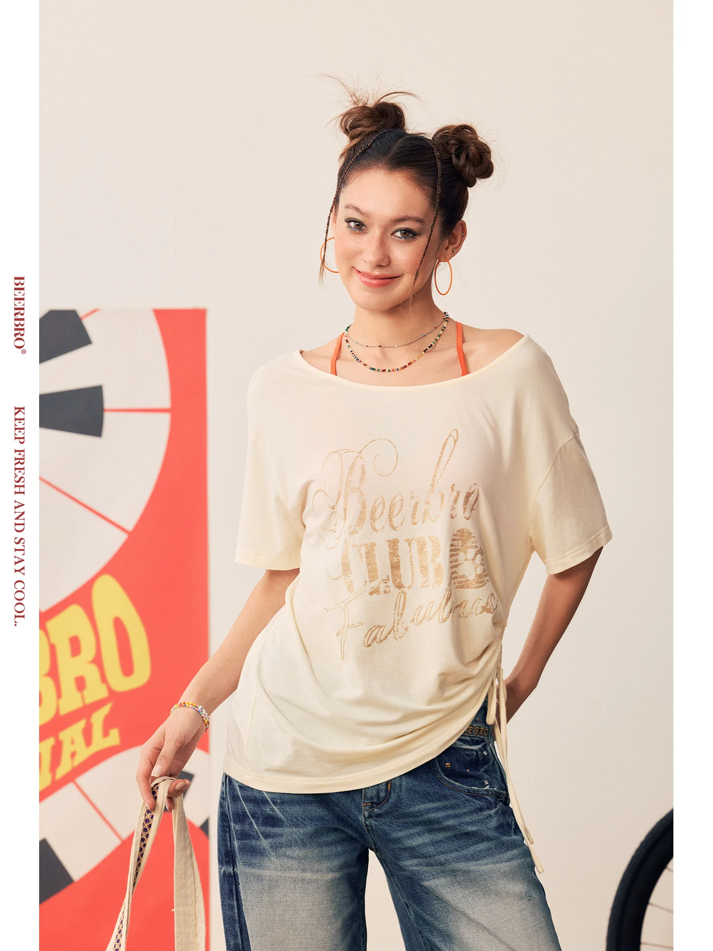 

Футболка BeerBro Festival Themed Hot Girl Slim Fit с блестящим принтом, свободным круглым вырезом и короткими рукавами, женская летняя модная футболка