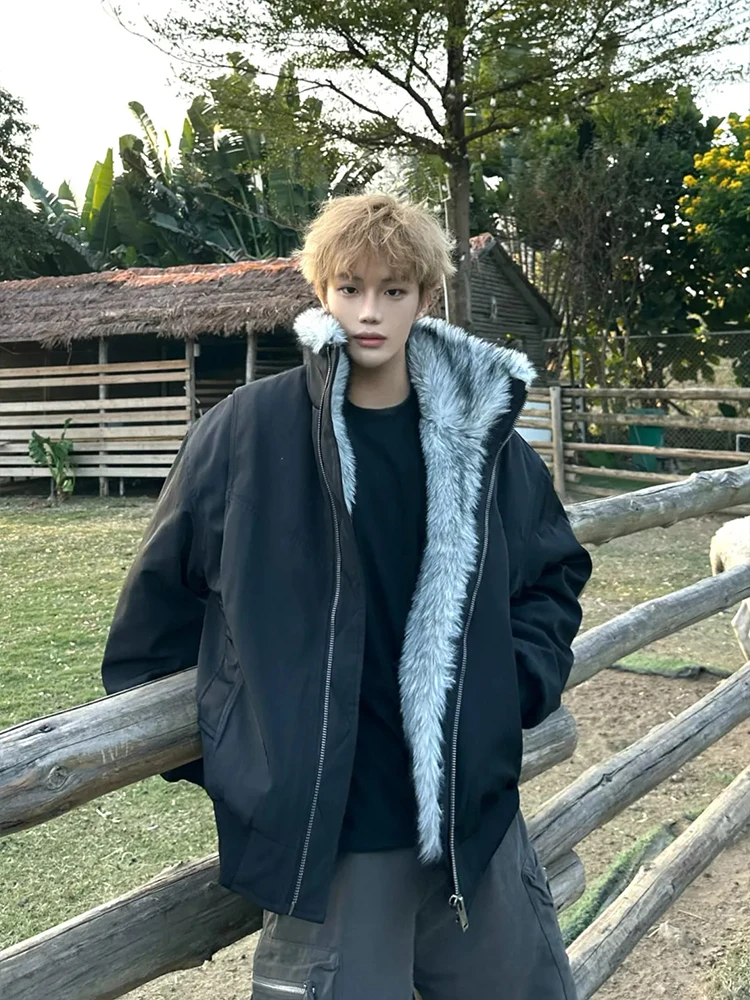 

Bla Stand Collar Mountain Eagle Flight Jaet Cotton Men's Winter High-End Fce Lined Cleanfit Outerwear Casual Youth Sle