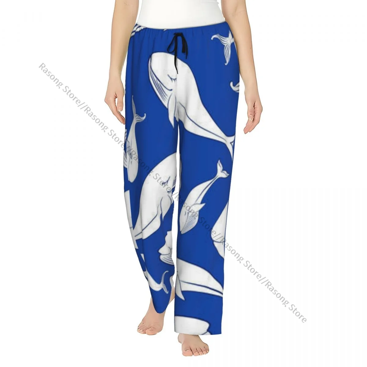 

White Whale Cute Cartoon Women Sleep Pants Lounge Pants for Winter Nights